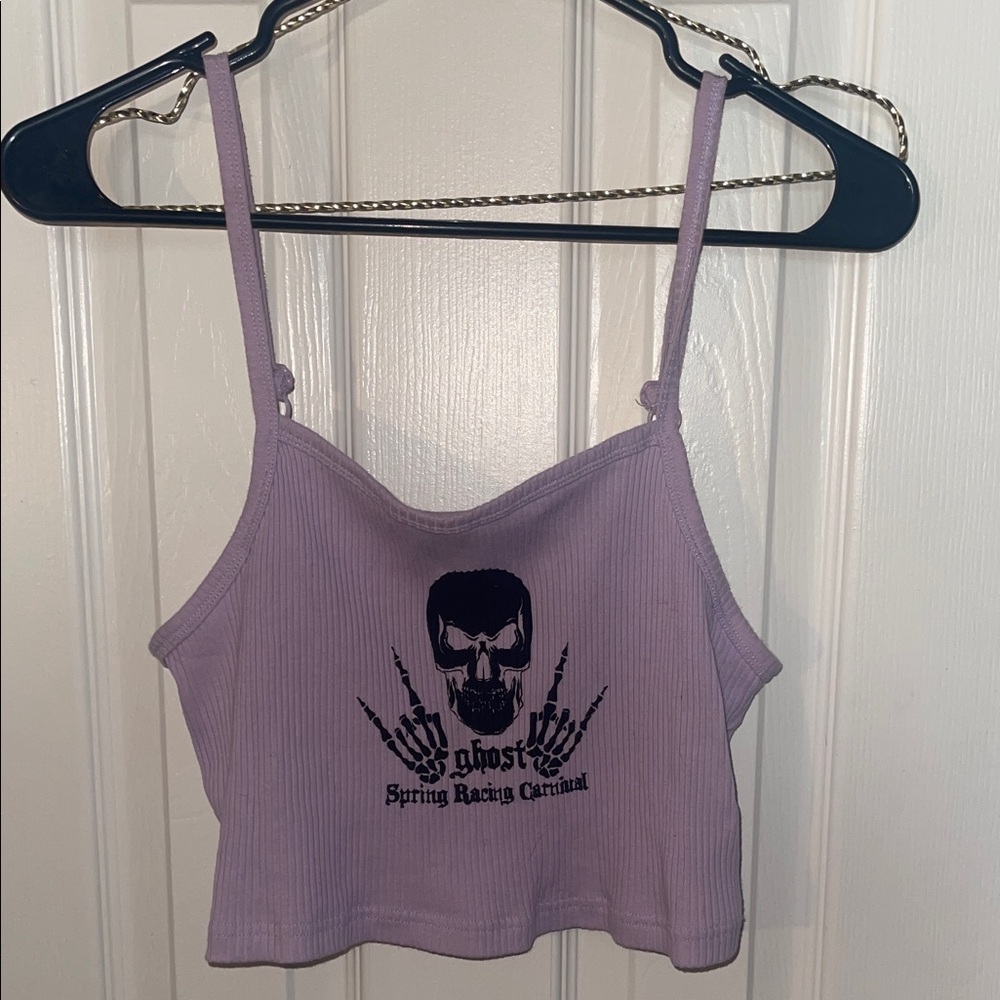 SHEIN Purple Graphic Crop Top